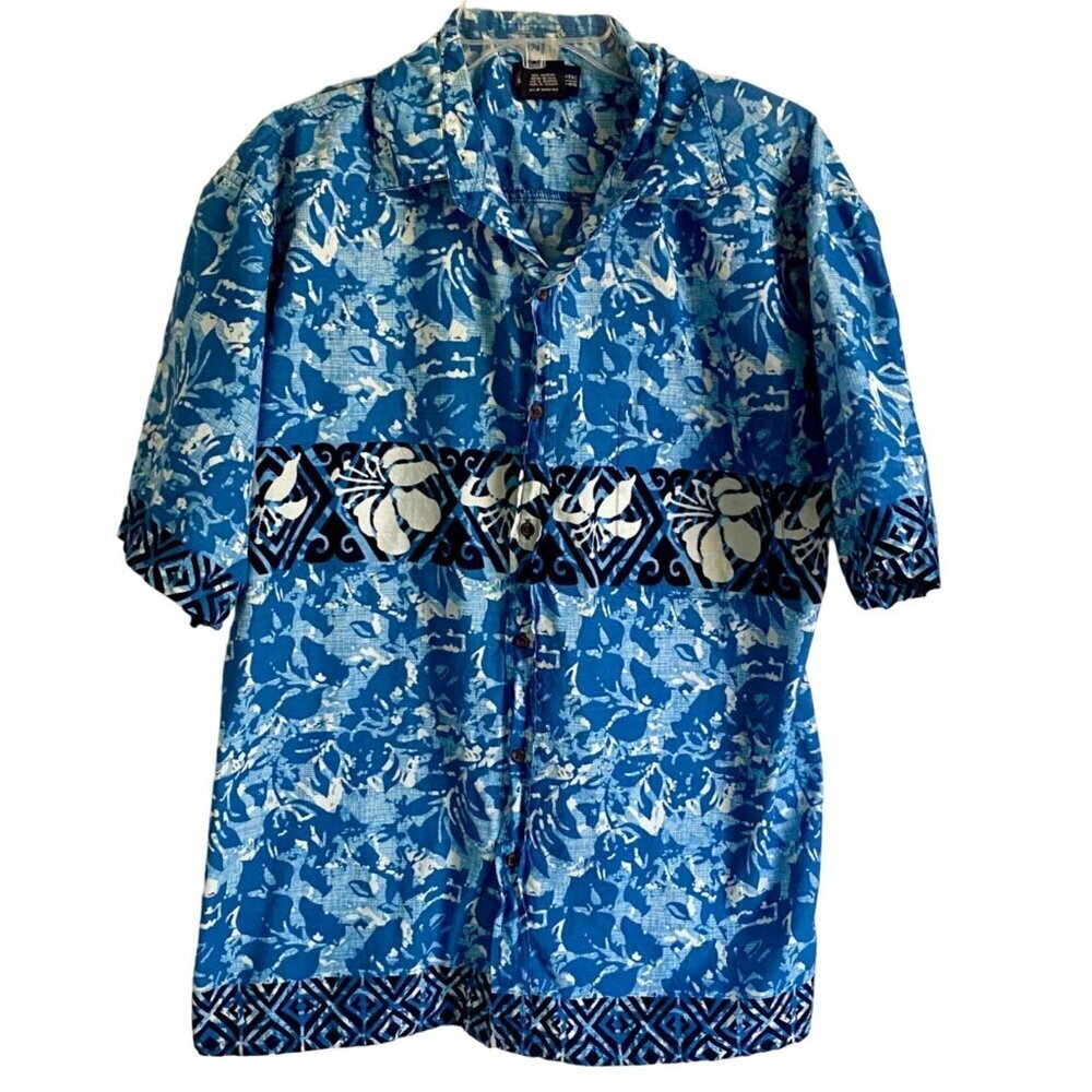 Faded Glory Casual Short Sleeve Cotton Button Down Hawaiian Shirt Men's Large